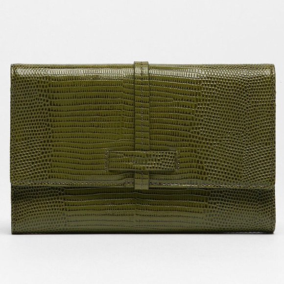 Hammitt Handbags - Hammitt Benjamin Leather Wallet In Evergreen Lizard One Size NWT